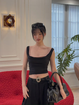 MAGDA BUTRYM Double layer tank top in black