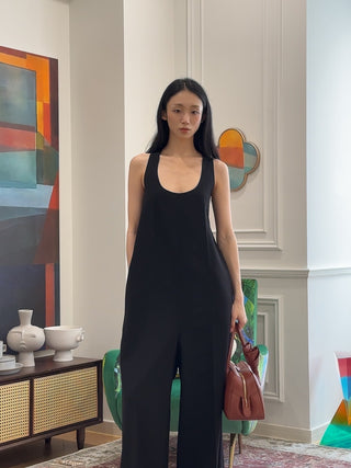 A.W.A.K.E. LOOSE FIT MAXI JUMPSUIT WITH FRONT AND BACK PLEATS