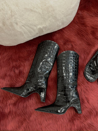 COPERNI Black Croco Bridge Cowboy Boots