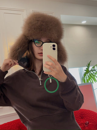 YVES SALOMON - Loro Piana Flannel and fox fur ushanka