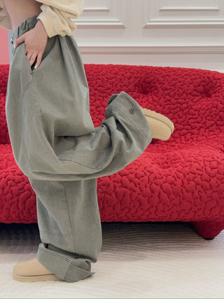OPEN YY - FULL GATHER PANTS / GREEN