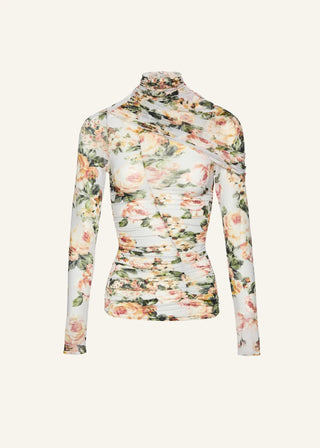 MAGDA BUTRYM - Ruched cape-effect top in floral print