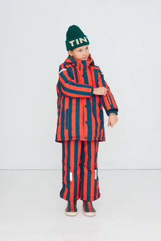 TINY COTTON - Red Stripes Snow Jacket in Summer Red