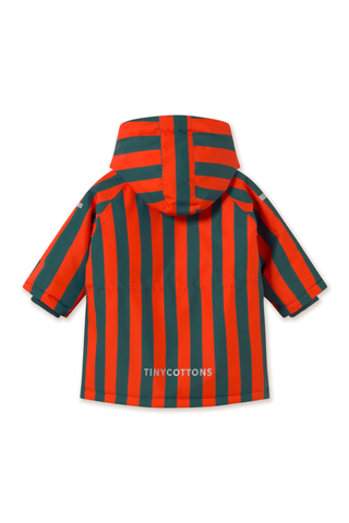 TINY COTTON - Red Stripes Snow Jacket in Summer Red