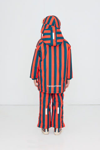 TINY COTTON - Red Stripes Snow Jacket in Summer Red