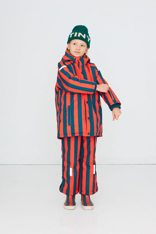 TINY COTTON - Red Stripes Snow Jacket in Summer Red
