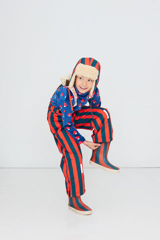 TINY COTTON - Red Stripes Snow Pant in Summer Red