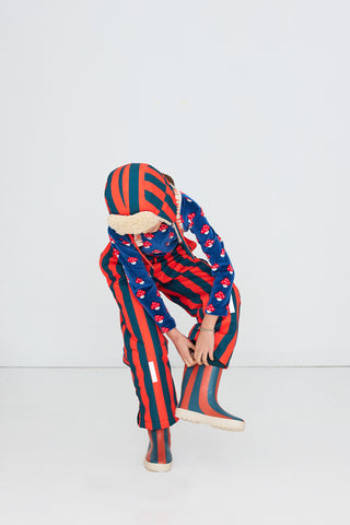 TINY COTTON - Red Stripes Chapka in Summer Red