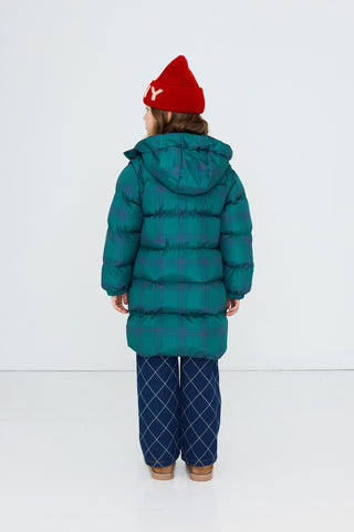 TINY COTTON - Green Check Padded Jacket in Multicolor