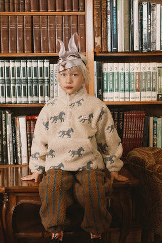 TINY COTTON - Horses Sherpa Sweatshirt in Vanilla