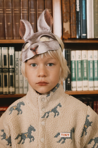 TINY COTTON - Horses Sherpa Sweatshirt in Vanilla