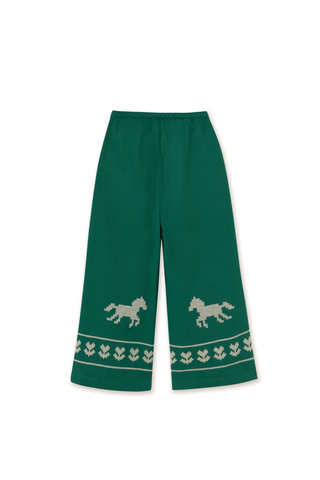 TINY COTTON - Horses & Flowers Pant in Dark Green