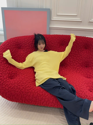 MM6 - FLUTED TEXTURE KNITWEAR / LEMON