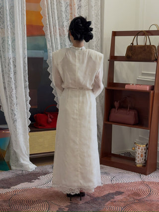 MAGDA BUTRYM - Embroidered High-Neck Midi Dress with Blouson Bodice