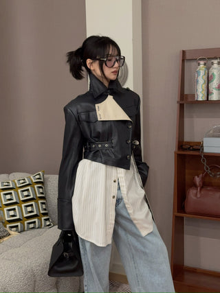 ROKH - Contrast Flat detailed Cropped Jacket