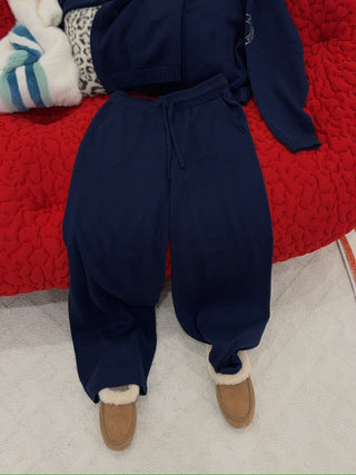 SIMONETTA - CORDOBA - KNITTED CASHMERE PANTS / NAVY