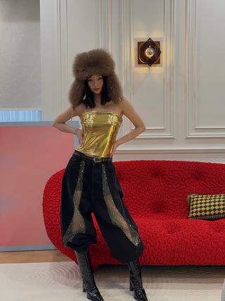 CULTNAKED KILLA BANDEAU IN GOLD CROC