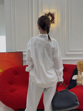 SPORTY & RICH - NY Crest Oversized Shirt in White