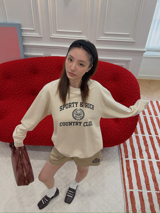 SPORTY & RICH - Varsity Crest Crewneck in Cream