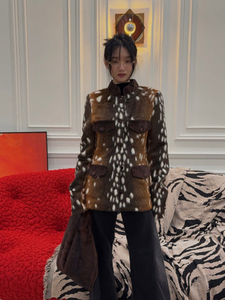 CARELLI - Jackie Deer Jacket in Brown Fawn Print
