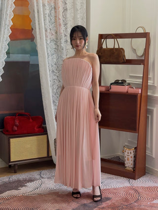 MAGDA BUTRYM - Strapless Pleated Corset Dress in Pink