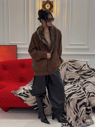 YVES SALOMON - Lambskin Leather Balloon Pants in Black