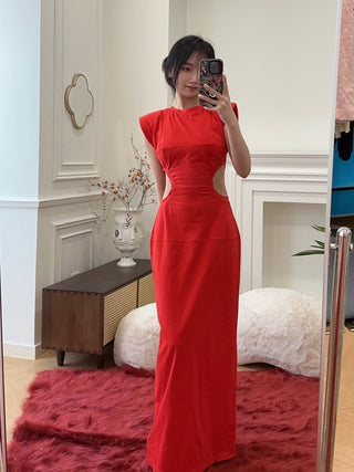 BEVZA LONG DRESS WITH SIDE CUTS
