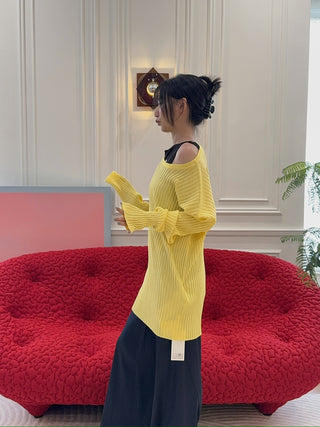 MM6 - FLUTED TEXTURE KNITWEAR / LEMON