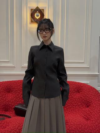 MAGDA BUTRYM - Tailored wool shirt in black