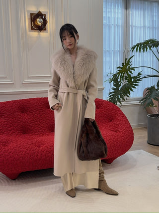 YVES SALOMON MANTEAU 119CM SABLE