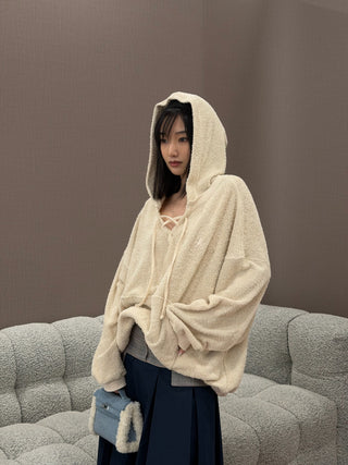 OPEN YY TERRY LACE-UP HOODIE