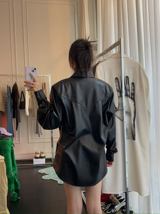 THE ANDAMANE - NASHVILLE - OVERSIZED WESTERN SHIRT / BLACK