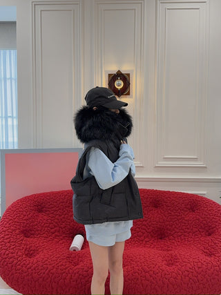 YVES SALOMON - VEST MADE WITH LORO PIANA FLANNEL FABRIC/FOX