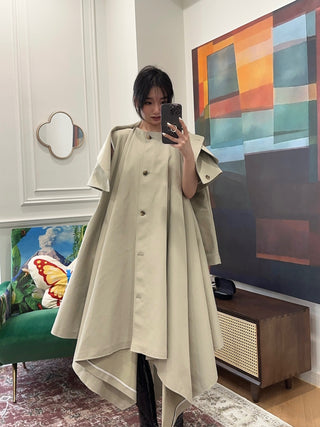 A.W.A.K.E. DOUBLE BREASTED COAT WITH ASYMMETRIC CUT