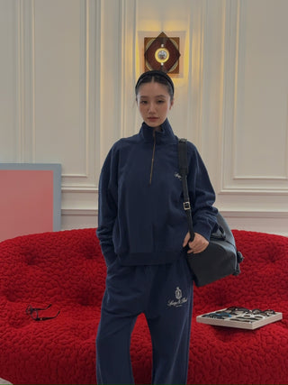 SPORTY & RICH - Vendome Quarter Zip in Navy