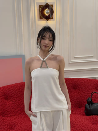 16ARLINGTON - Ivia Top in Crepe in White