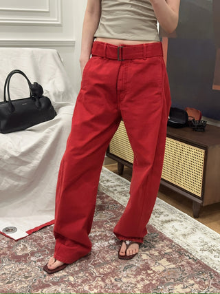 MAGDA BUTYUM Belted loose leg denim in red