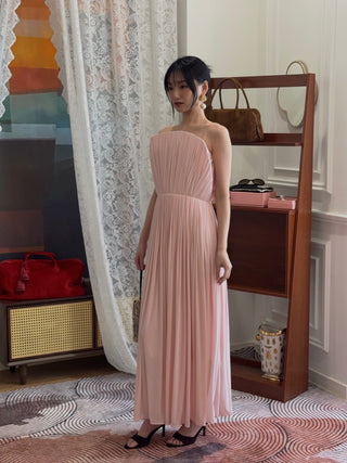 MAGDA BUTRYM - Strapless Pleated Corset Dress in Pink