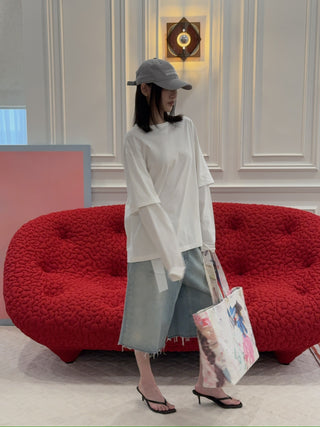 AYA MUSE - Double Layer T-shirt in White