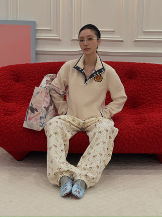 SPORTY & RICH - NY Crest Polar Sweatshirt in Cream