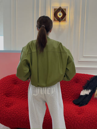 SIMONETTA - PIAVE - LEATHER BOMBER / GREEN PEPPER