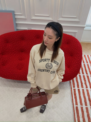 SPORTY & RICH - Varsity Crest Crewneck in Cream