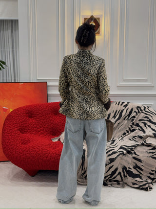 CARELLI - Dolly Leopard Jacket in Beige Leopard Print