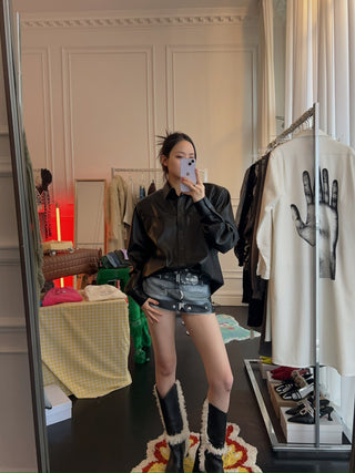 THE ANDAMANE - NASHVILLE - OVERSIZED WESTERN SHIRT / BLACK