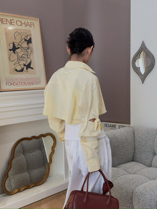LESUGIATELIER - Knotted Cut-Out Cropped Shirt