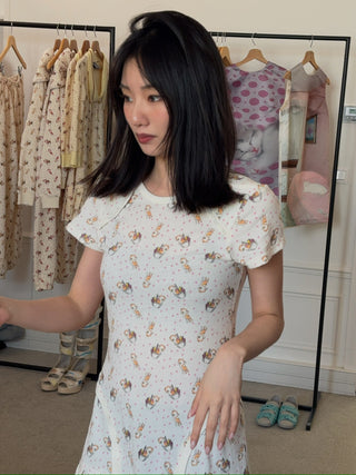 ASHLEY WILLIAMS - Babygrow Dress in Peach Deer