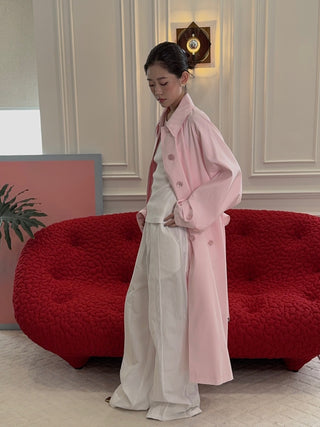 MAGDA BUTRYM - Belted Silk Trench Coat in Light Pink
