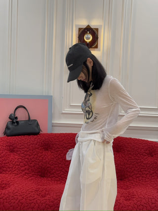 OPEN YY - PET CLUB SHEER LONG SLEEVE / WHITE