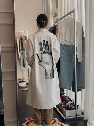 MM6 Maison Margiela PRINTED LONG DENIM COAT