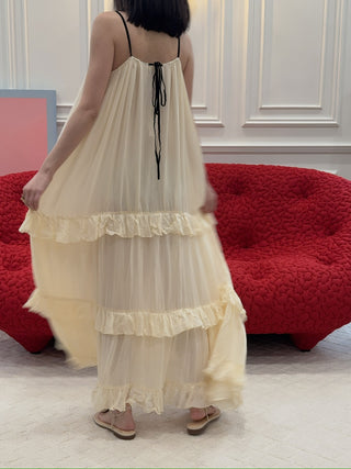 MAGDA BUTRYM Wrap Around Flat Flower Sandals in cream crochet